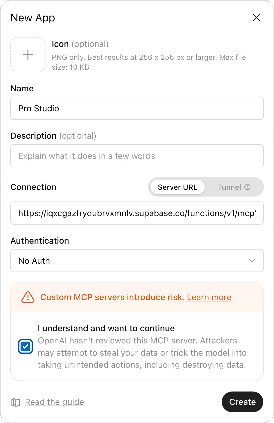 Adding Pro Studio as a connector in ChatGPT